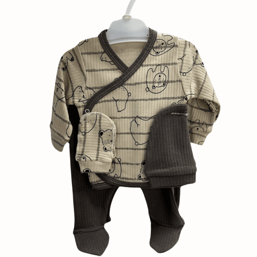 100% ბამბა - ყავისფერი დათუნია (5 ნაჭრიანი სეტი)