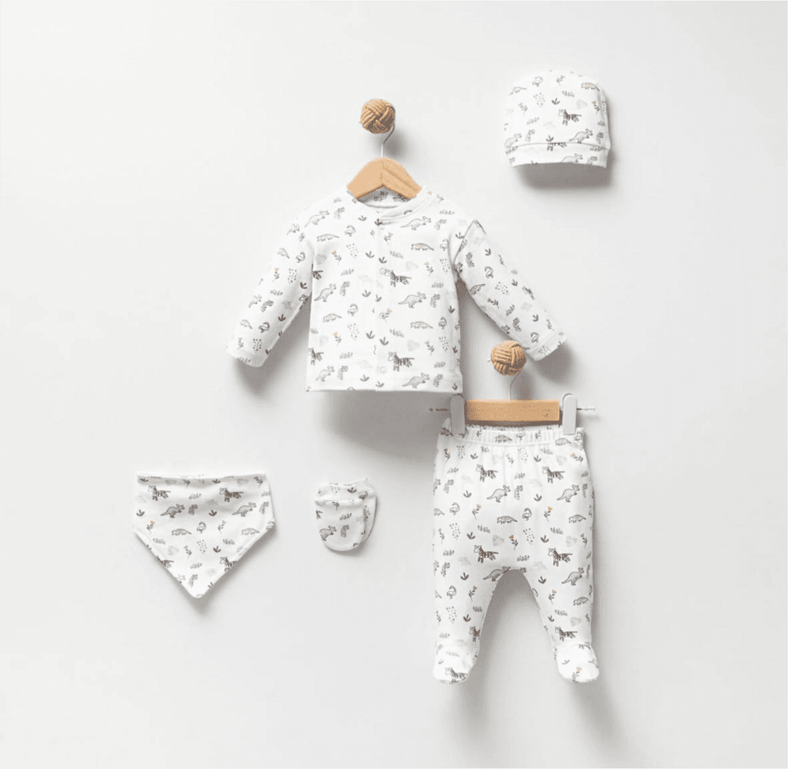 100% ბამბა - დინოზავრები (5 ნაჭრიანი სეტი)