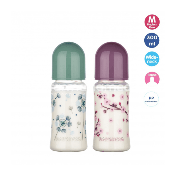 Baby Nova - ბოთლი პოლიპროპილენის განიერი 300მლ - ნაკრები