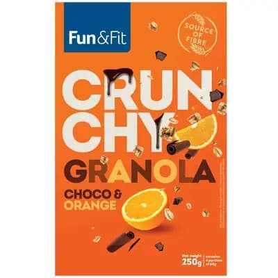 ფან ფიტი - გრანოლა ხრაშუნა მიუსლი ფორთოხალი შოკოლადით 250გ.