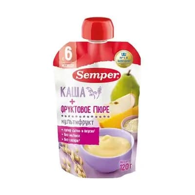 სემპერი - ხილფაფა პაუჩი მრავალკომპონენტ ხილის /6თვ+/ 120გრ 0395/1253