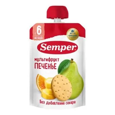 სემპერი - პაუჩი ხილის ასორტი ორცხობილით /6თვ+/ 100გრ 9427