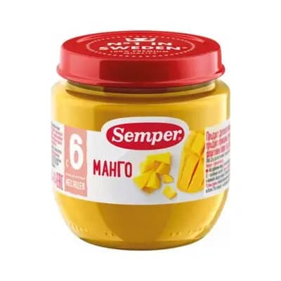 სემპერი - პიურე მანგო პასტერ ვიტამინ /6თვ+/ 125გრ 5370