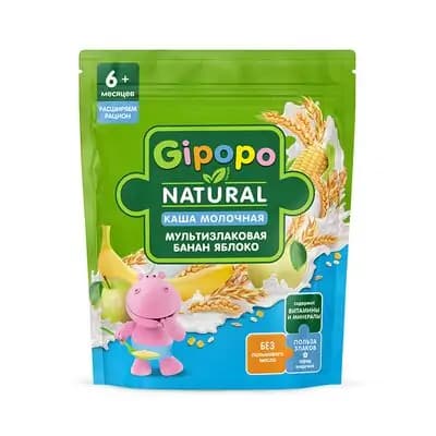 ჰიპოპო-რძიანი ფაფა 5 მარცვალი ბანანით და ვაშლით+ომეგა3 200გრ