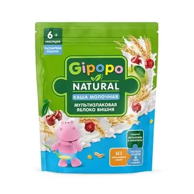 ჰიპოპო-რძიანი ტკბილი ფაფა მრავალმარცვლეული ვაშლი ალუბალი 170გრ