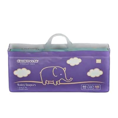 ჩიკოვიტა-ბავშვის საფენი პრემიუმი, ზომა NB (0-5 კგ), 60ც