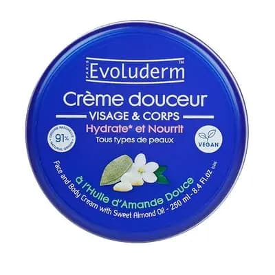 ევოლუდერმი-დამატენიანებელი კრემი სახე/სხეული 250მლ