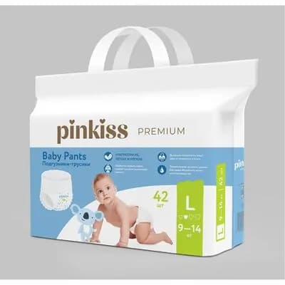 პინკისი-ბავშვის ტრუსი პრემიუმი L 42ც 9-14კგ.