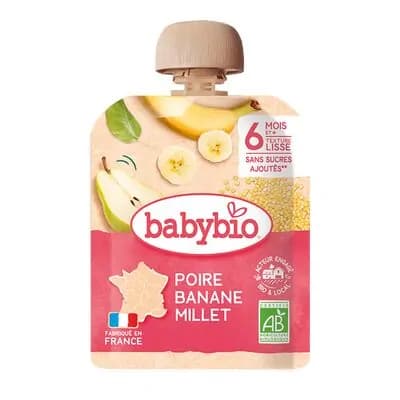 ბეიბიბიო - ხილფაფა მსხალი და ბანანი ფეტვით, 6 თვ, 90გ. 0092