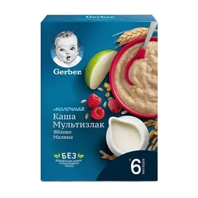 გერბერი-რძიანი ფაფა ვაშლი/ჟოლო 180გრ