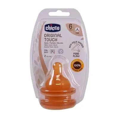 ჩიკო-Chicco-საწოვარა ლატექსი "ORIGINAL TOUCH FOOD" 6+ 2ც