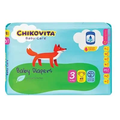 ჩიკოვიტა-ბავშვის საფენი N3 45ც (4-9 კგ)