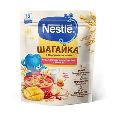 ნესტლე - შაგაიკა რძიანი ფაფა ვაშლით მანგოთი და ბროწეულით 190 გ