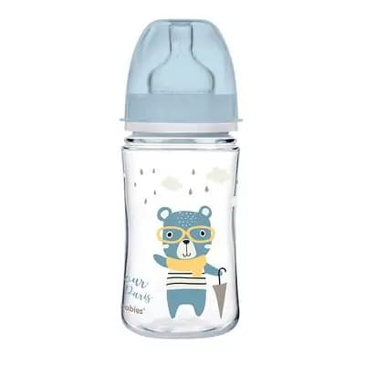 კანპოლ ბეიბის ბოთლი ანტიკოლიკური, ფართოყელიანი, პოლიპროპლენის 240 მლ, "გამარჯობა