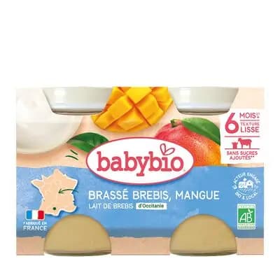ბეიბიბიო - ფრანგული იოგურტი ცხვრის რძით და მანგოთი, 6 თვ, 130 გ x 2 ც