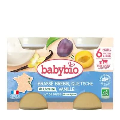 ბეიბიბიო - ფრანგული იოგურტი ცხვრის რძით, ქლიავი "მირაბელით" და ვანილით, 6 თვ,130