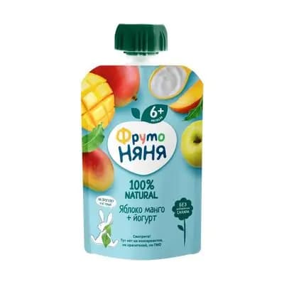 ფრუტო–პიურე იოგურტით ვაშლი, მანგო, 90გ.