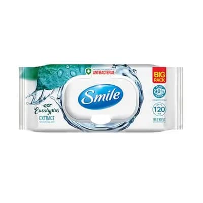 ბიოსფერო სველი ხელსახოცი Smile, ევკალიპტის ექსტრაქტით, სარქველით, 120ც