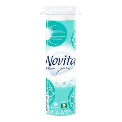 ბიოსფერო ბამბის კოსმეტიკური ბალიში Novita Delicate, 80ც.