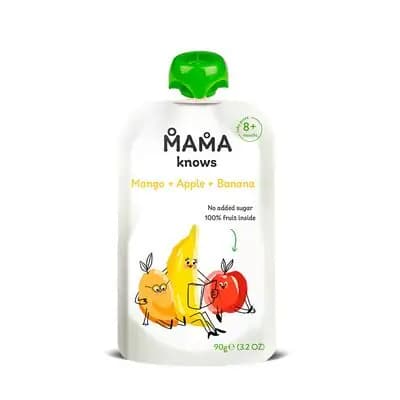 მამანოუს – მანგოს, ვაშლის და ბანანის პიურე, სტერილიზებული, 8თვ. 90გრ