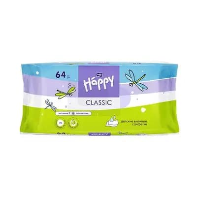 ჰეფი ბავშვის სველი ხელსახოცი კლასიკური N64