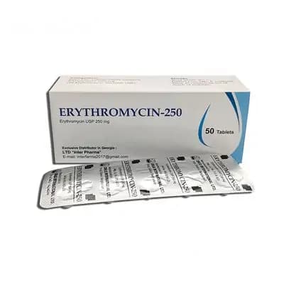 ერითრომიცინი 250მგ #50ტ(ბანგლ)