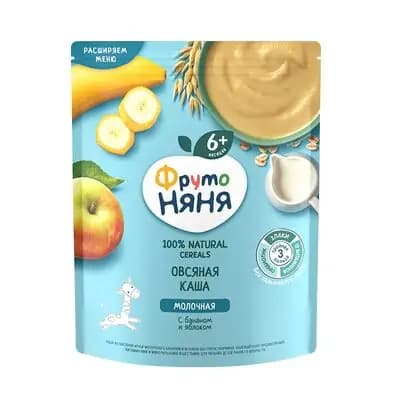 ფრუტო-რძიანი ფაფა შვრიის, ვაშლით და ბანანით 200გ 6+