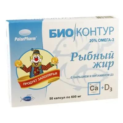 თევზის ქონი Ca,ვიტD3 600მგ#50კ