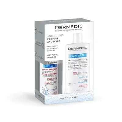 დერმედიკი-ნაკრებიCAPILARTEთმის ცვენის შრატი150მლ+ANTI-AGING შამპუნი300მლ