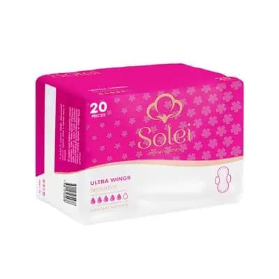 სოლეი ჰიგიენური საფენი ფრთებით ულტრა, სენსიტივი 5წვ. 20ც