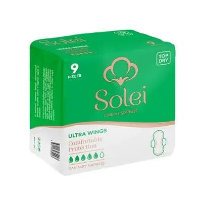 სოლეი ჰიგიენური საფენი ფრთებით ულტრა top dry 5 წვ. 9ც