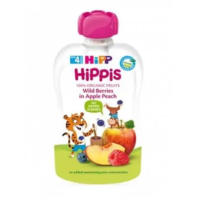 ჰიპი პაუჩი ხილფაფა ვაშლი ტყის კენკრა