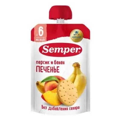სემპერი - პაუჩი ატამი და ბანანი ორცხობილით /6თვ+/ 100გრ 9434