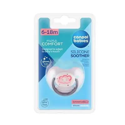 კანპოლ ბეიბის მატყუარა სილიკონის, ანატომიური 6-18 თვე. მანათობელი.