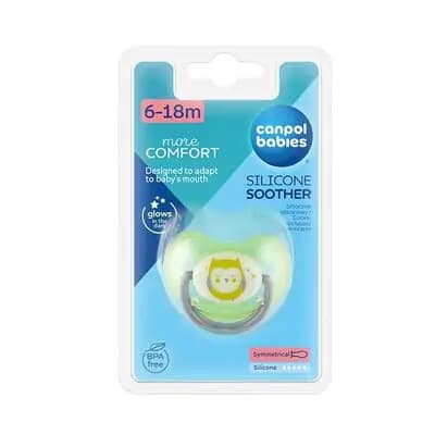 კანპოლ ბეიბის მატყუარა სილიკონის, ანატომიური 6-18 თვე. მანათობელი.