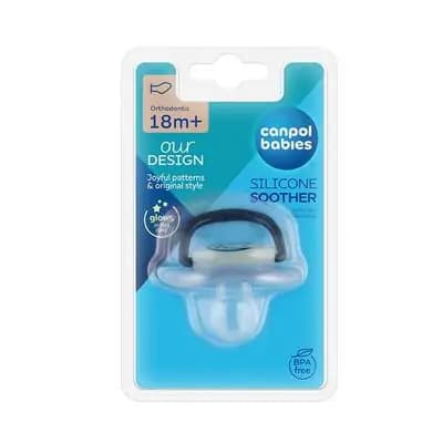 კანპოლ ბეიბის მატყუარა სილიკონის, ორთოდონტული 18+ თვე. მანათობელი.