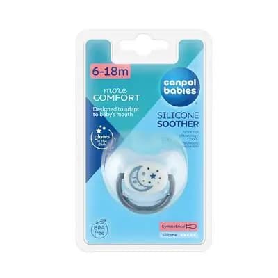 კანპოლ ბეიბის მატყუარა სილიკონის, ანატომიური 6-18 თვე. მანათობელი.