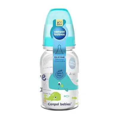 კანპოლ ბეიბის ბოთლი პლასტმასის 120მლ. BPA 0%, ფირუზისფერი.