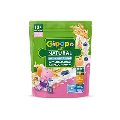 ჰიპოპო - რძიანი ფაფა მრავალმარცვლეული გარგარით და მოცვით 200გრ