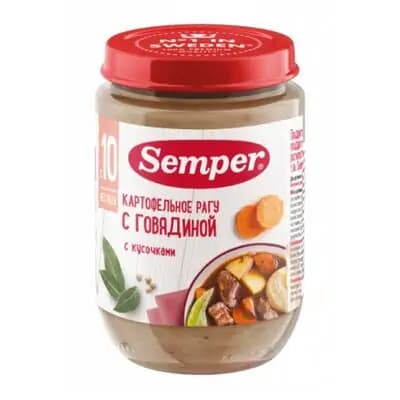 სემპერი - პიურე ძროხის ხორცი, კარტოფ /10თვ+/ 190გრ 6445