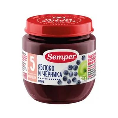 სემპერი - პიურე ვაშლი-მოცვი /5თვ+/ 125გრ 0374/3074