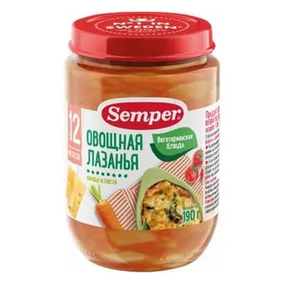 სემპერი - პიურე ლაზანია ბოსტნეულით /12თვ+/ 190გრ 8583