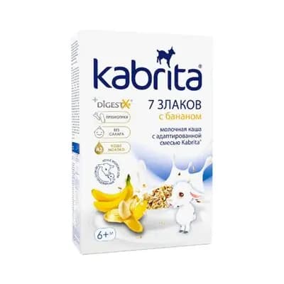 კაბრიტა ფაფა 7 მარცვალი, ბანანის, თხის რძით 6 თვიდან, 180 გ