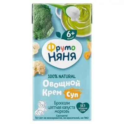 ფრუტო კრემ სუპი ნაღების ბროკოლით, ყვავილოვანი კომბოსტო და სტაფილოთი 0.2ლ