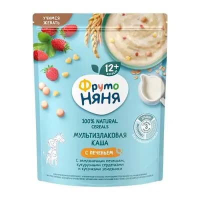 ფრუტო მრავალმარცვლოვანი რძიანი ფაფა მარწყვით,ორცხობილით და სიმინდით 200გრ