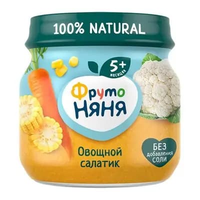 ფრუტო ყვავილოვანი კომბოსტოს, სიმინდის და სტაფილოს „ბოსტნეულის სალათი“ 80გრ