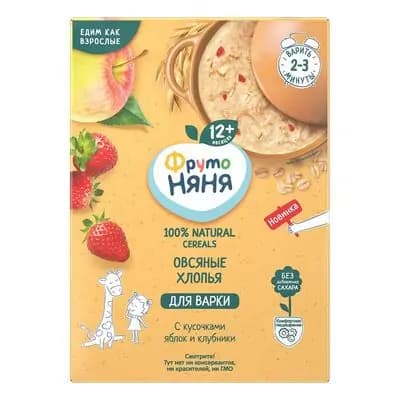 ფრუტო შვრიის ურძეო ფაფა ვაშლის და მარწყვით200გრ