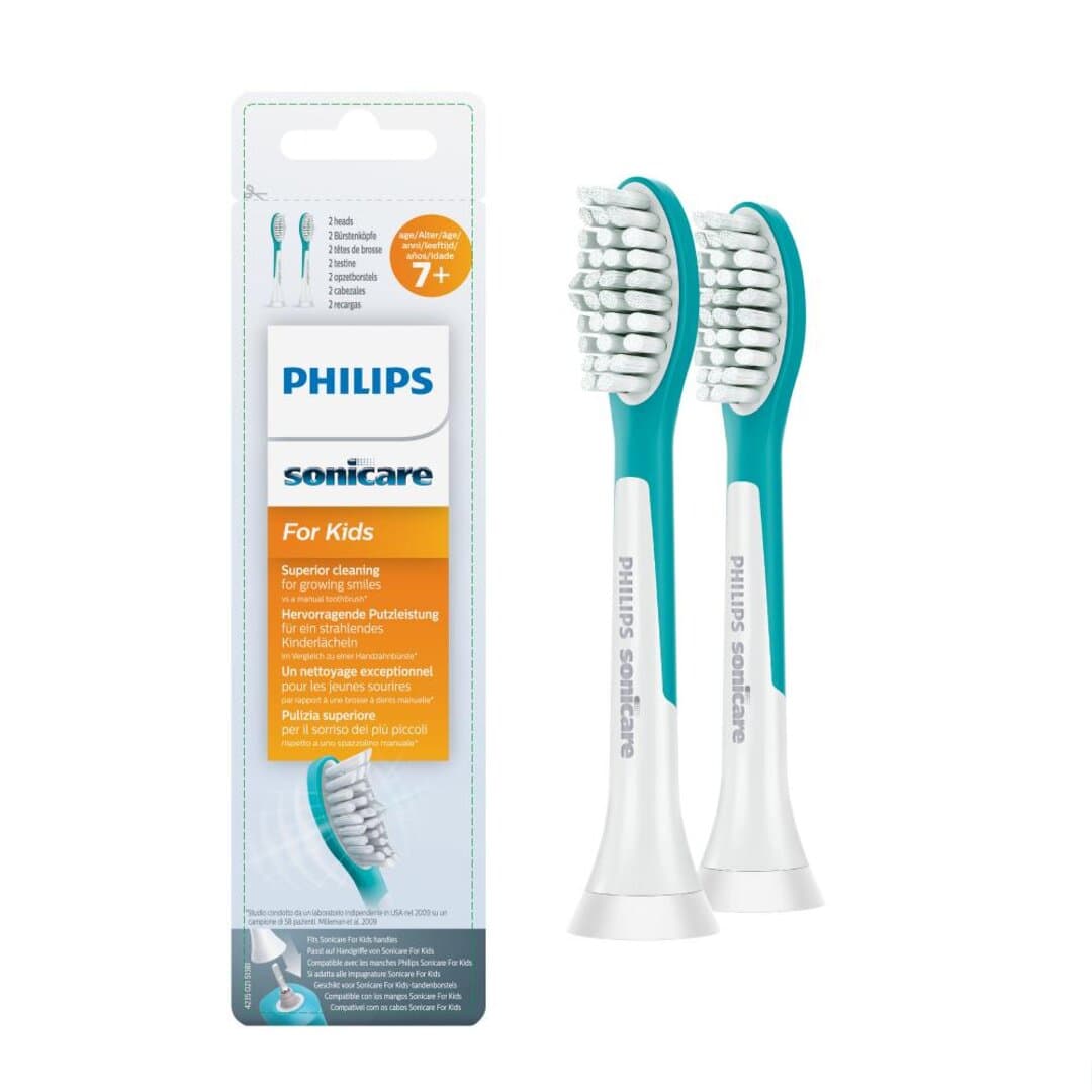 Philips Sonicare HX6042/33 კბილის ელ. ჯაგრისის სათადარიგო თავები, საბავშვო, 2ც. (დაზიანებული შეფუთვა)