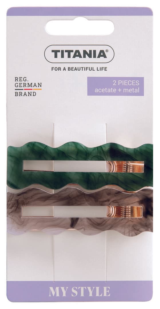 "Titania" თმის სამაგრი მარმარილოსებრი მწვანე/ნაცრისფერი 2ც