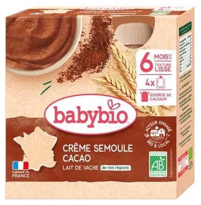 Babybio ფრანგული პუდინგი კაკაოთი 6 თვ, 85გ. x 4ც. (15.07.26)